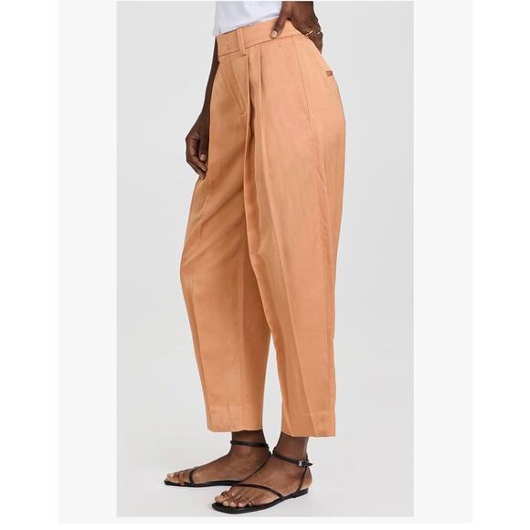 Vince Pleat Front Tapered Silky Pants Viscose Linen Women's Size 00 Luxury Money - Picture 3 of 8